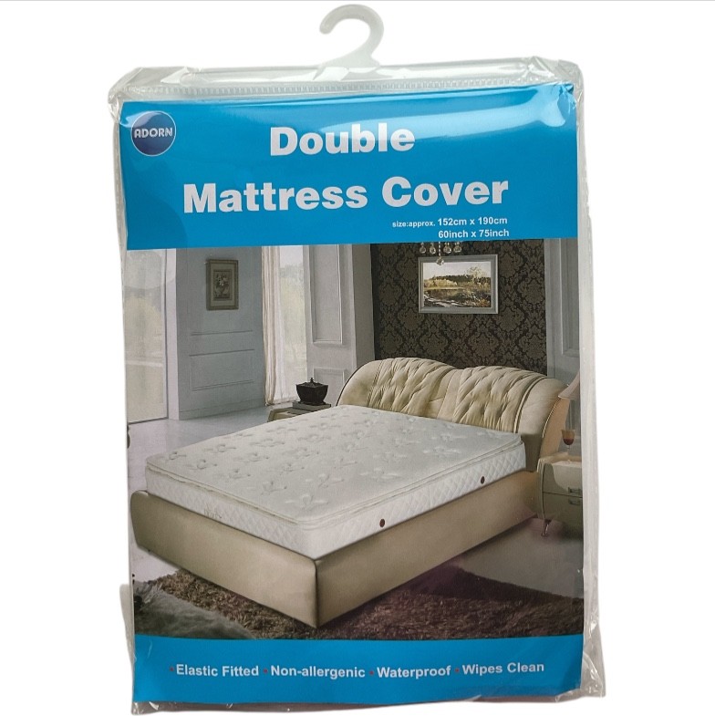 DOUBLE WATERPROOF MATTRESS PROTECTOR COVER Machine washable Non-Allergenic