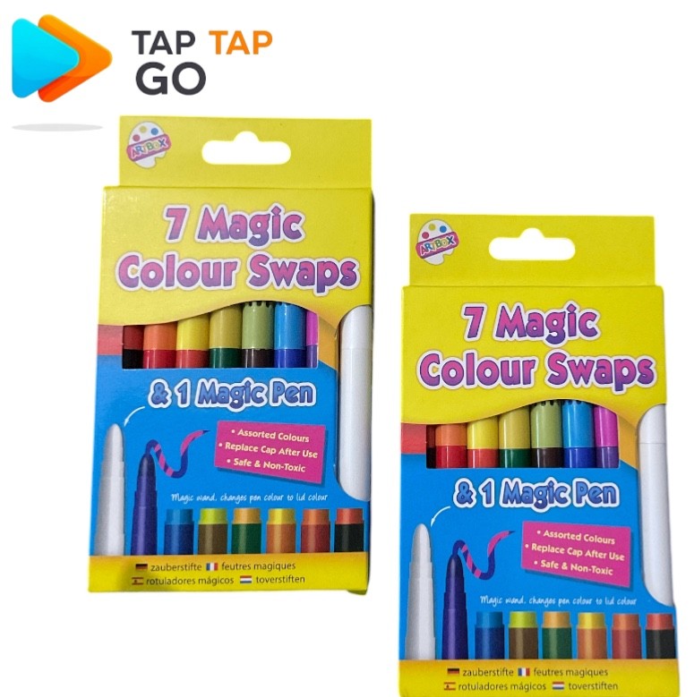 2 x 7 Magic Colour Swap Fibre Marker Nontoxic Pens Kids Art Stationery Magic Pen