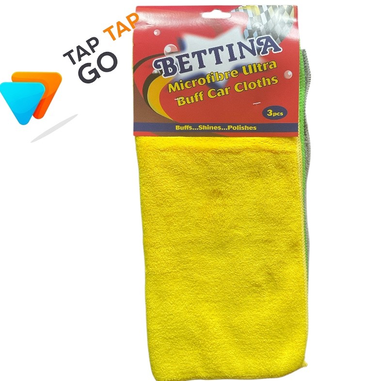3 Pc Bettina Microfibre Ultra  Buff Car Cloths Shines Polishes Cloths