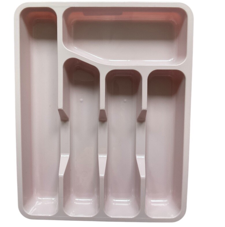 5 COMPARTMENT SMALL CUTLERY TRAY ORGANISER TIDY HOLDER STORAGE Pink