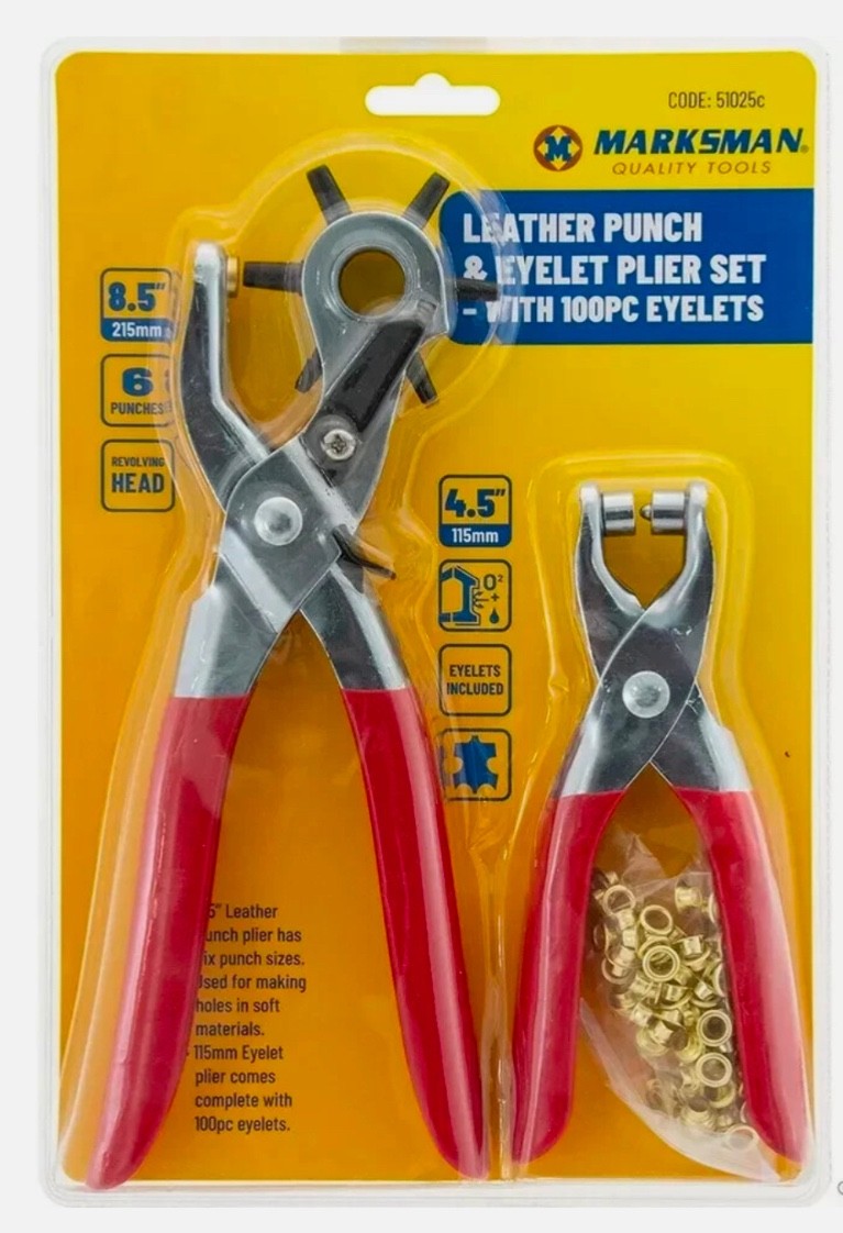 Leather Punch & Eyelet Plier Set with 100 Eyelets