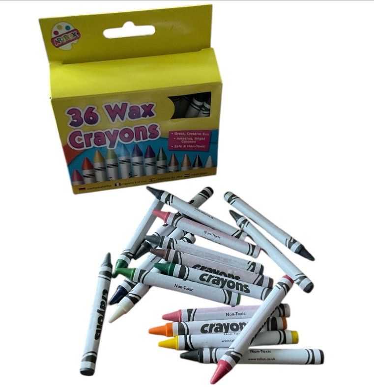 36 Pc  Wax Crayons  Colouring Kids School Stationery Different  Colours