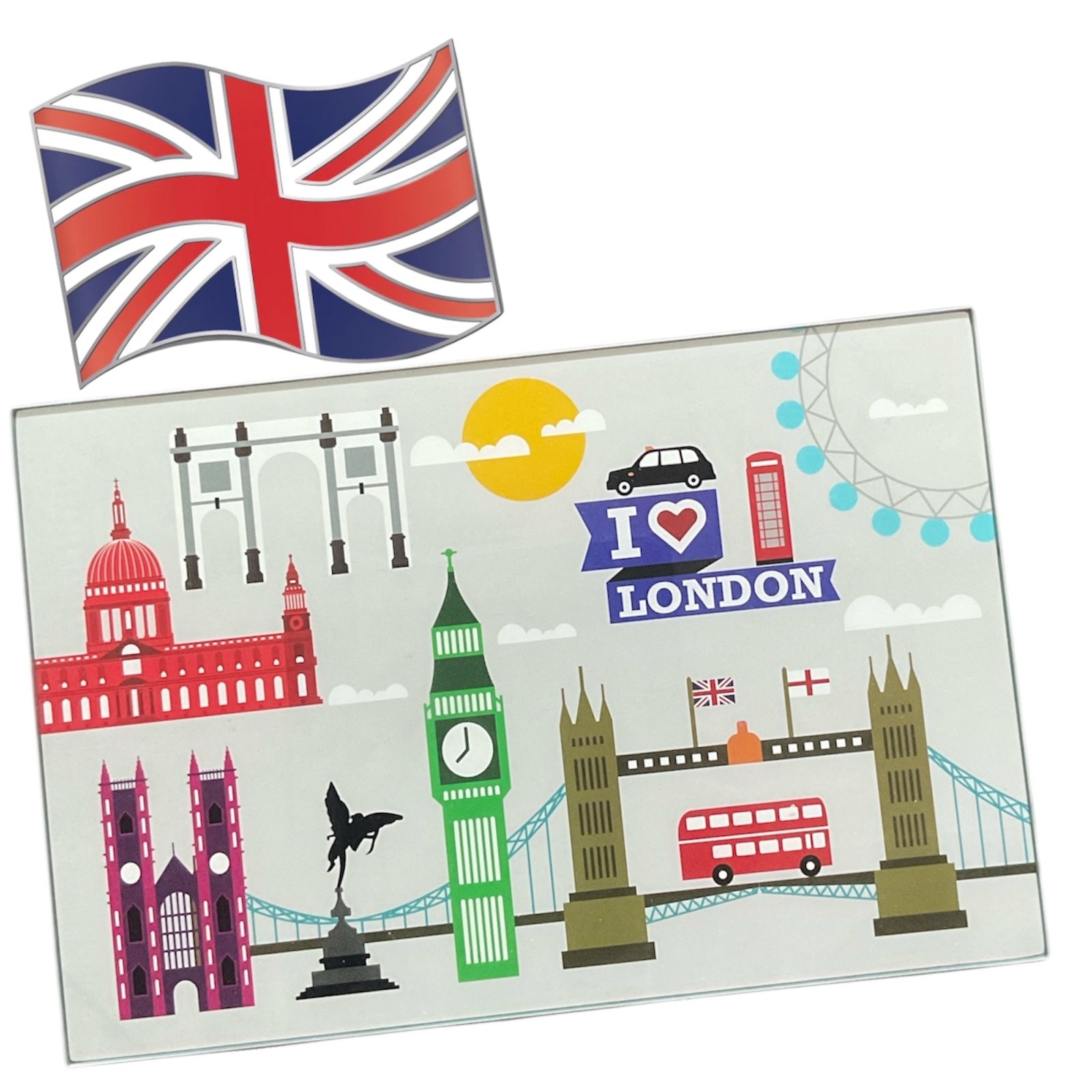 20 x 30 CM  Glass Chopping Board - London Design Kitchen Worktop Saver Board