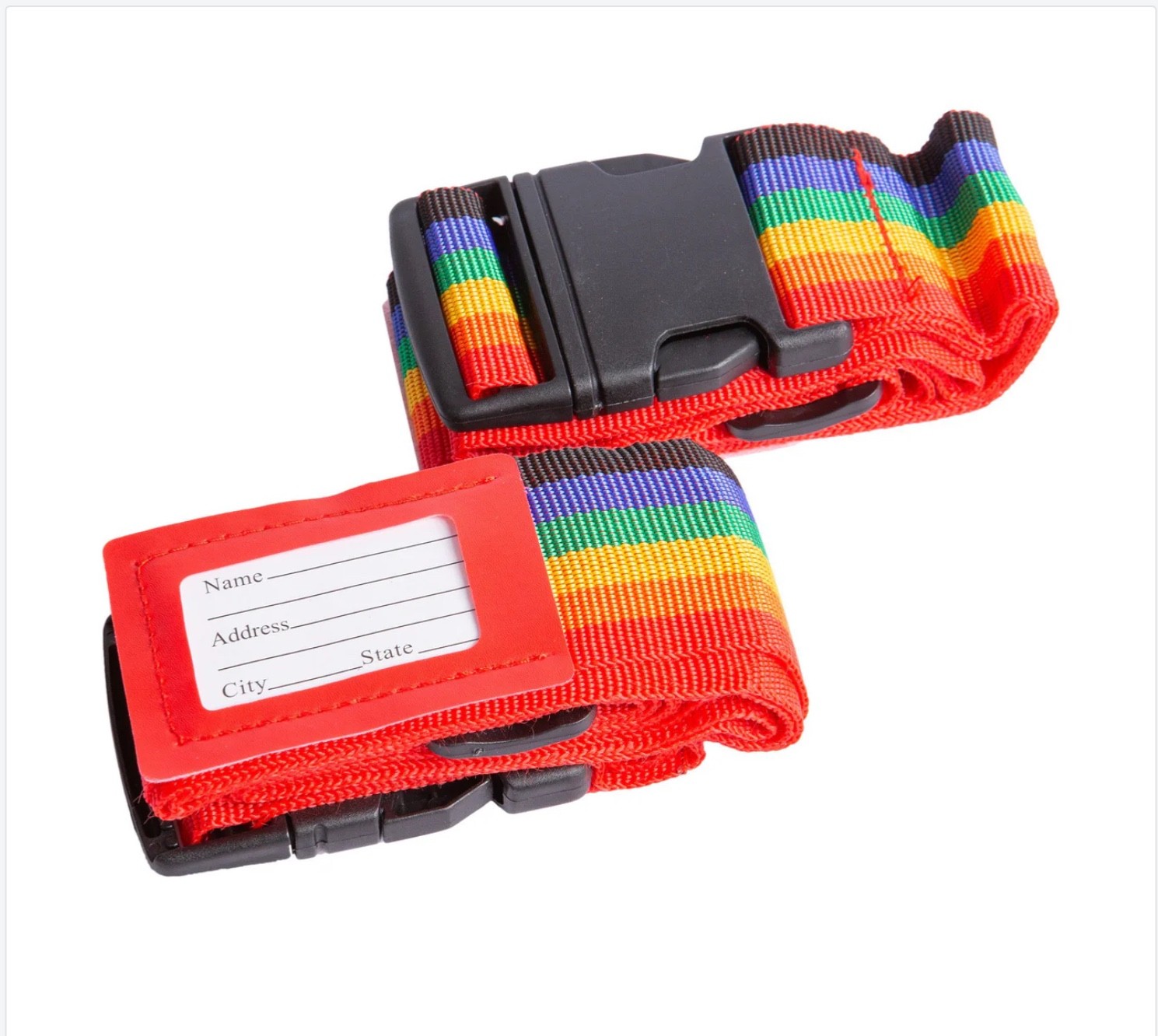 2pc Adjustable Luggage Suitcase Belts Travel Security Straps Set - Red