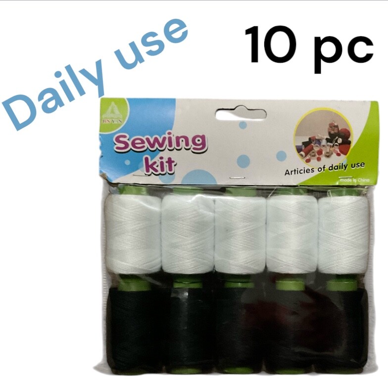 10 pcPractical Sewing Black & White Polyester Thread