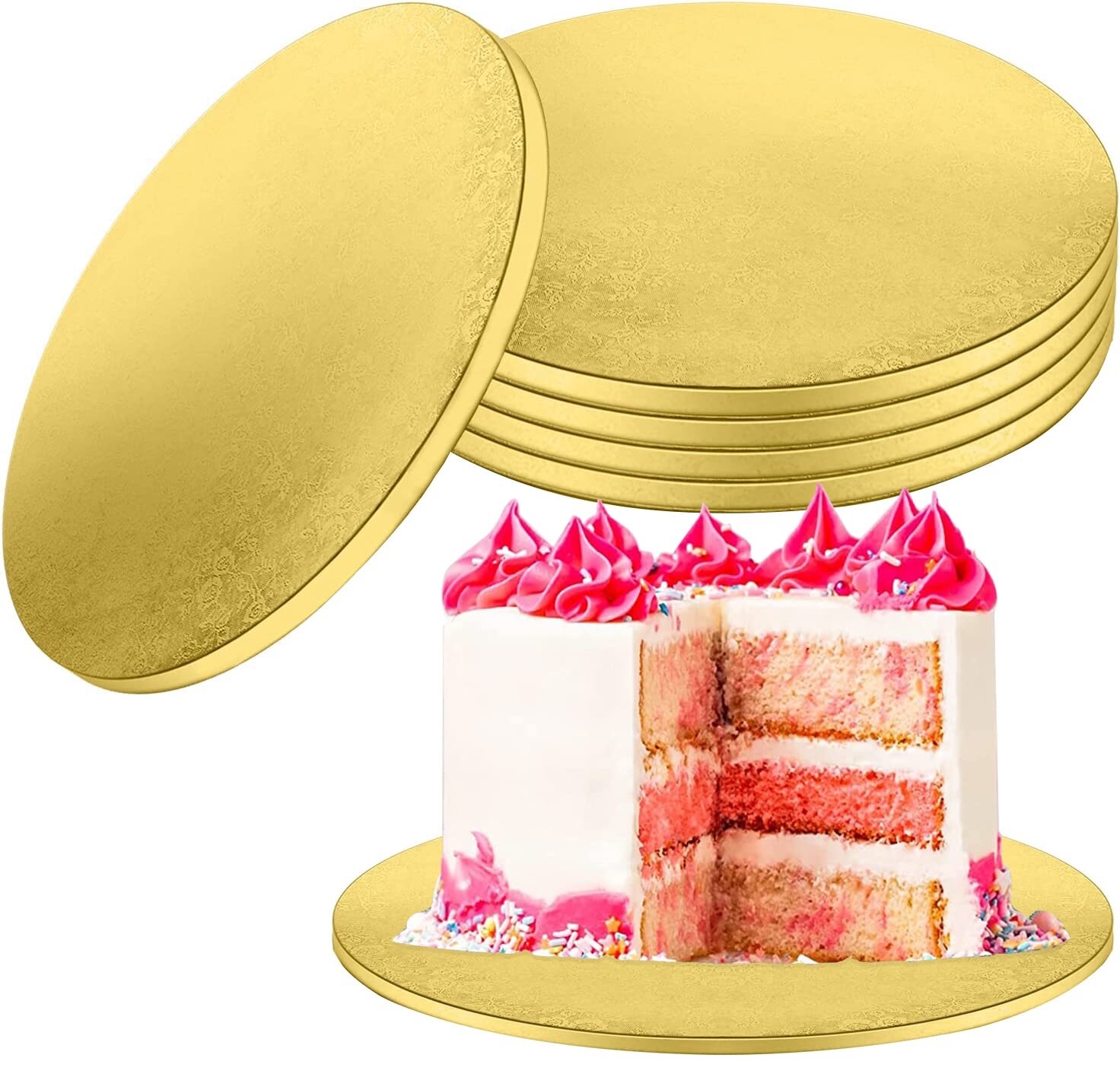 5 Pc Cake Drum Boards Gold Cake Board Bulk Round Cake base 36cm( 14”)