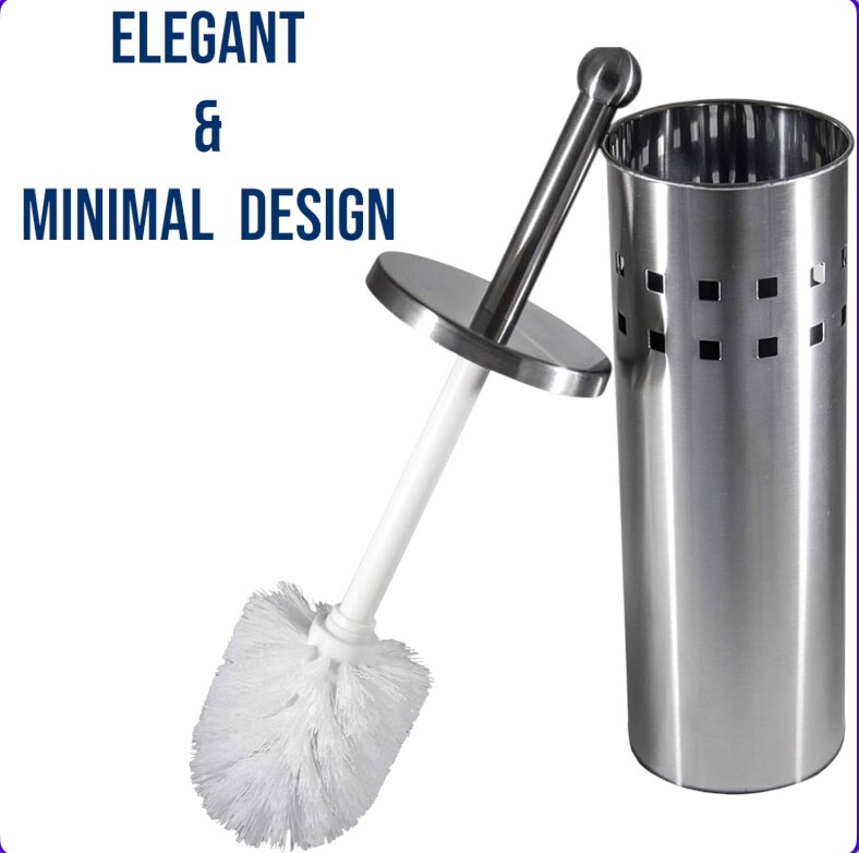 Stainless Steel Standing Home Bathroom Toilet Cleaning Brush & Holder Set Durane