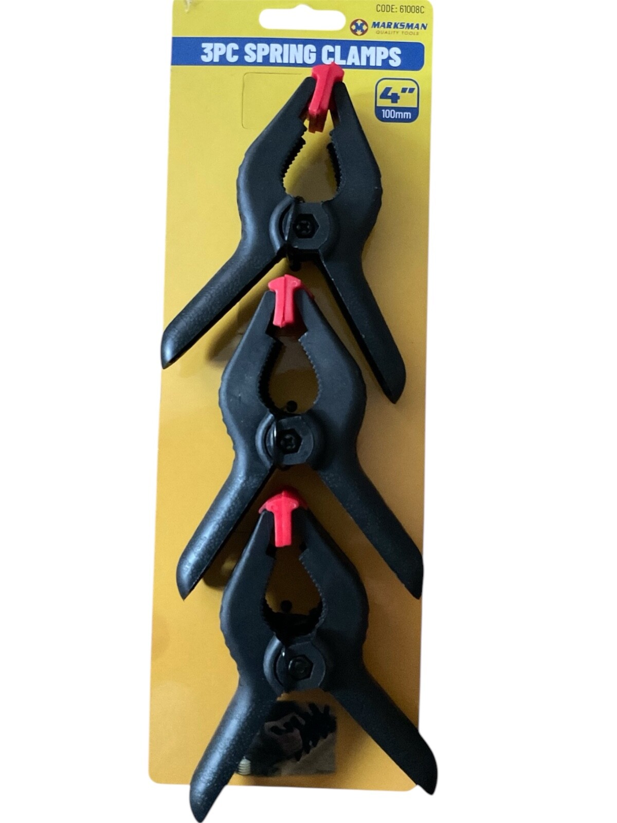 3 PC 4” PLASTIC SPRING CLAMPS   HAND TOOL GRIP DIY
