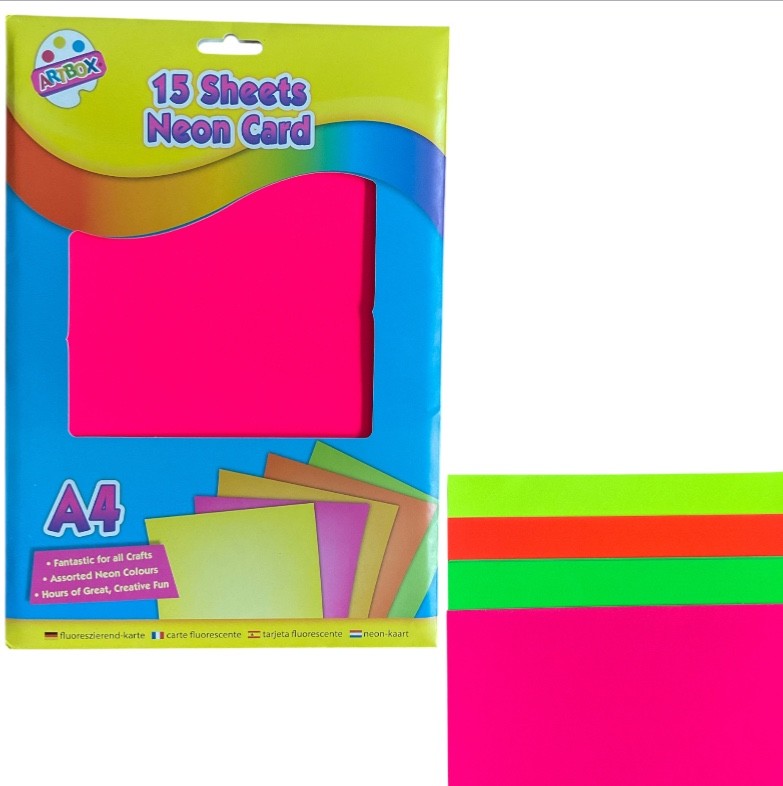 15 Sheet A4 Neon Coloured Card Thick Card Children Origami Fun Art Craft 200g