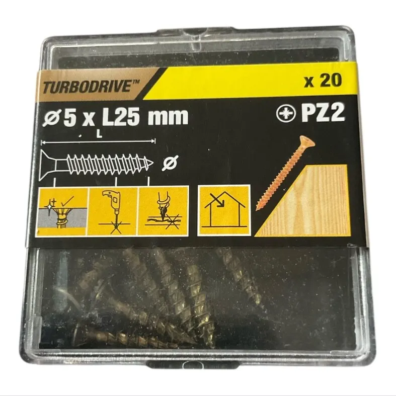 TurboDrive Yellow-passivated Steel Screws 3,5x 25mm,Pack of 20