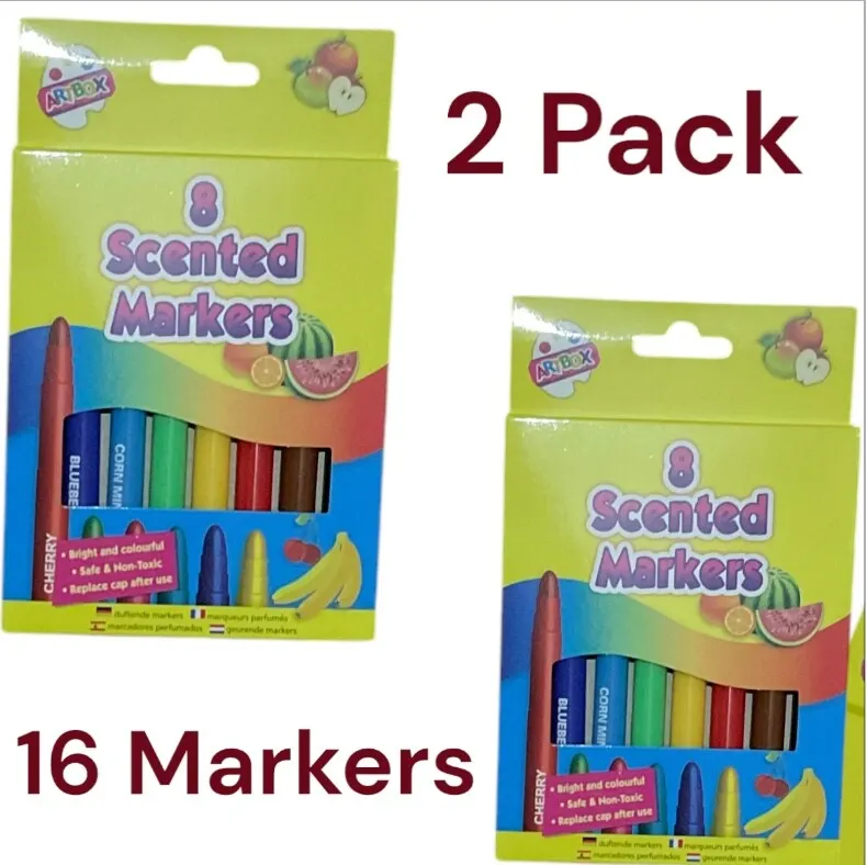 2Pack X 8  Scented Markers  Fruity Kids Crafts Art School Colouring Arts