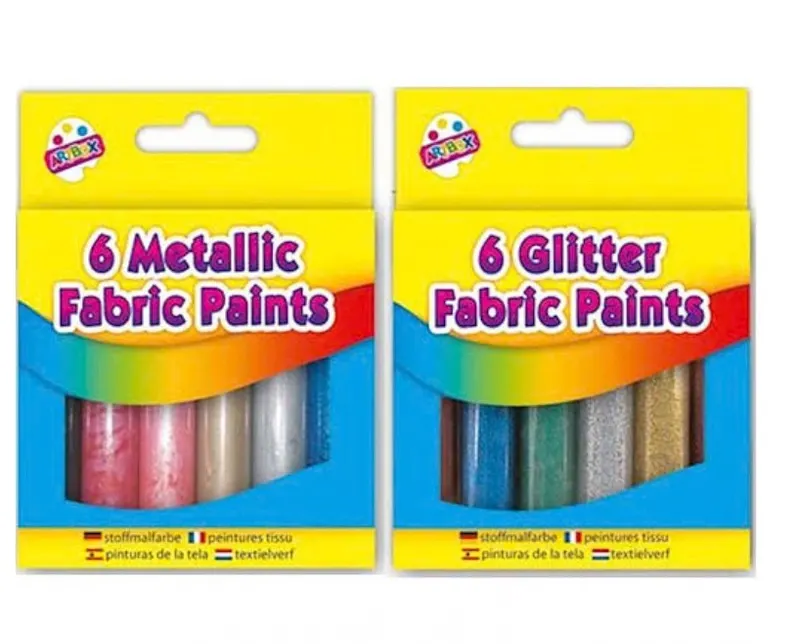 2Pc Fabric Paints Glitter/Metallic Painting Glitter Metallic Children Art Crafts
