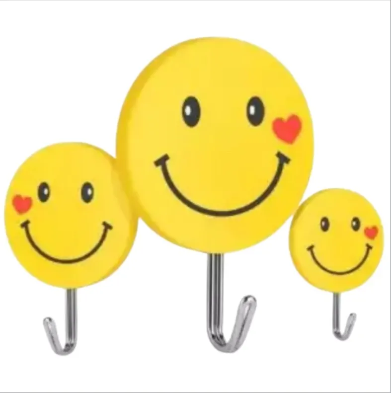 3pc Smiley Face Sticky Hooks (Large)