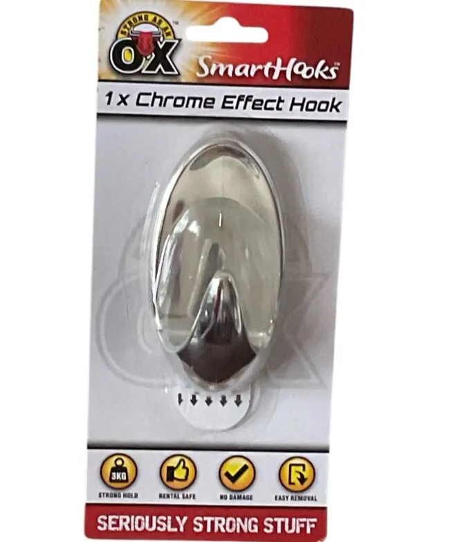 Chrome Effect Adhesive HookTowel Holder Wall Door Stainless Steel Coat Bathroom