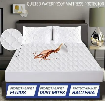 Flower Terry Mattress Protector (Waterproof) - Cot / White