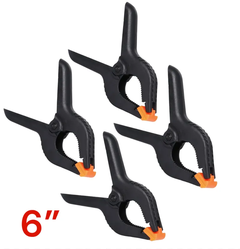 4pc 6" Spring Clamps Plastic Body Heavy Duty Flexible Pivoting Pads 150mm DIY