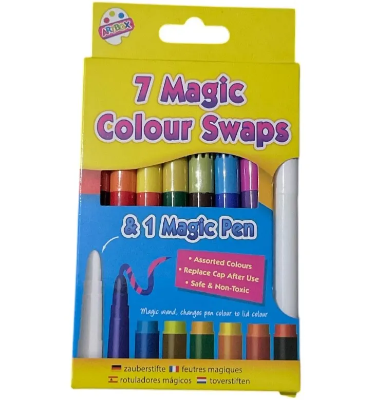 7 Magic Colour Swap Fibre Marker Nontoxic Pens Kids Art Stationery Magic Pen