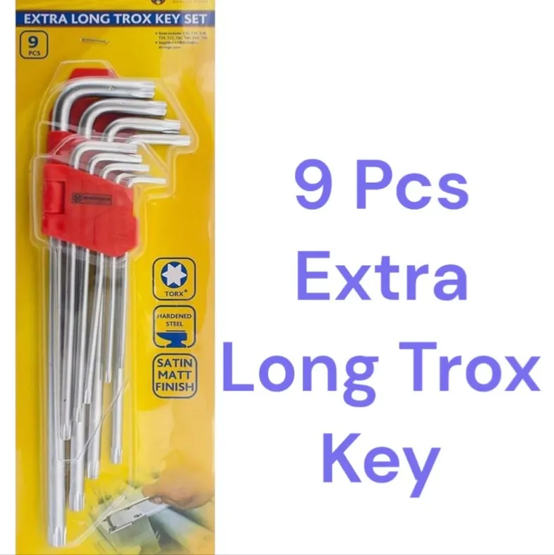 9PC EXTRA LONG TORX KEY SET HEAVY DUTY HARD STEEL SECURITY SPANNER TOOL T10 -T50