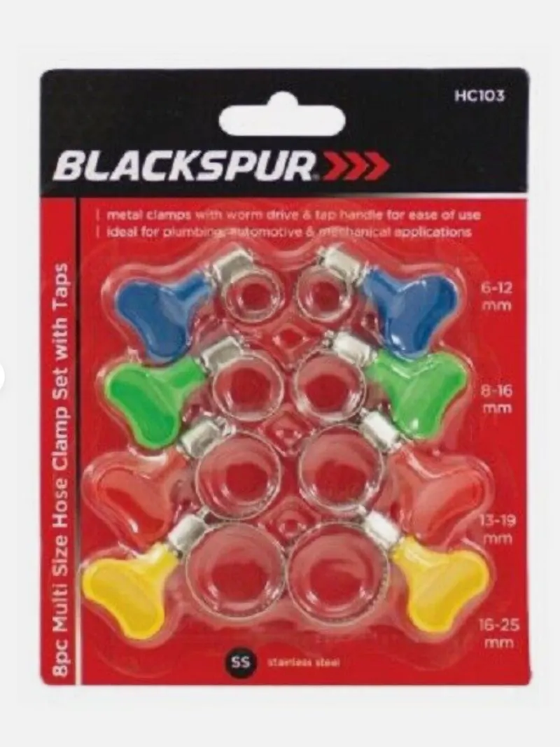 8 Piece Multi Size Hose Clamp Set With Thumbscrews 4 Sizes Adjustable Plumbing