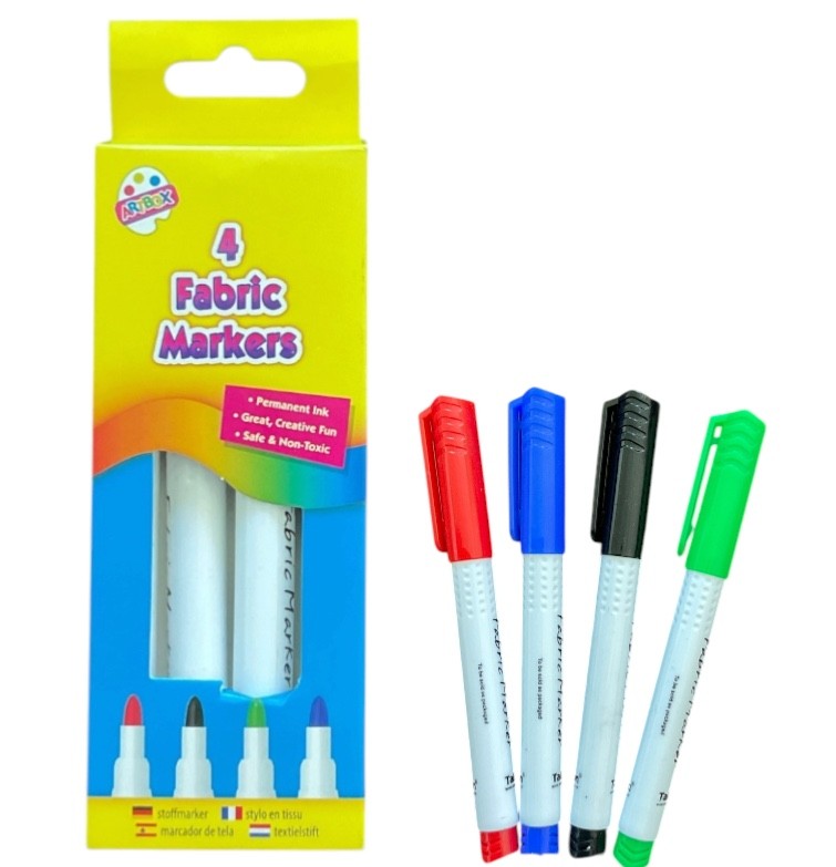 4Pc Fabric Markers Textile Clothes Permanent Draw Art Craft Pens Non-Toxic Safe
