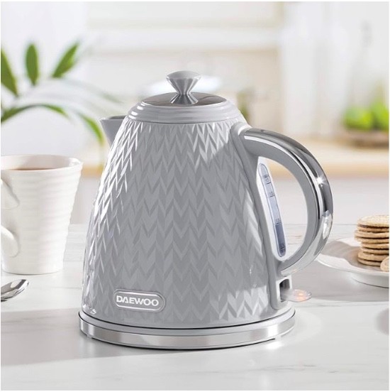 1.7L Electric Jug Kettle Daewoo Argyle Collection Removable Lid & Filter Grey