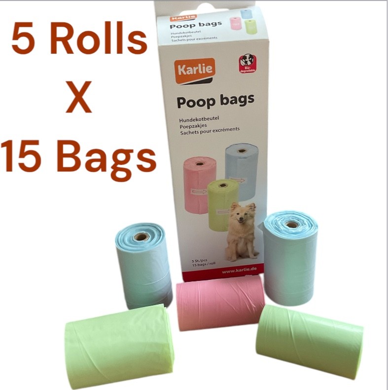 5 Rolls X 15 pc Biodegradable Dog Poop Bag Pet Poo Waste Bags  Rolls