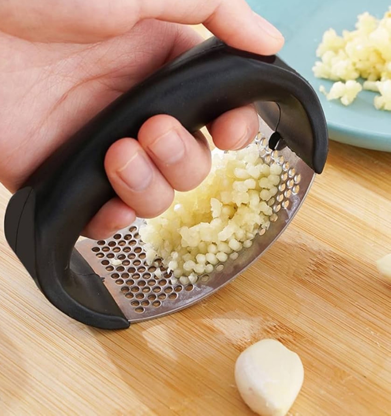 STAINLESS STEEL GARLIC CRUSHER SQUEEZER PRESS MASHER MINCER KITCHEN MANUAL TOOL