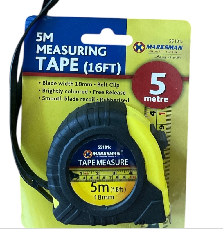 5M MEASURING TAPE MEASURER 16FT GRIP SAFETY BUILDERS CARPENTER WORKSHOP TOOL