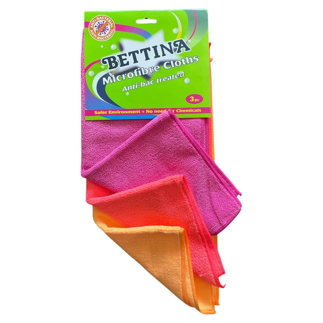 3Pc Bettina Anti-bac Treated Microfibre Kitchen & Home Cleaning Cloth
