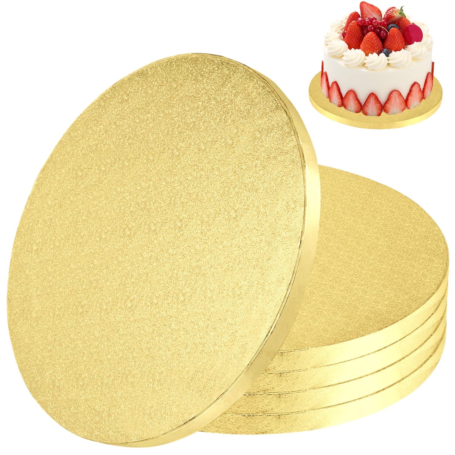 5Pcs Cake Drum Boards Gold Cake Board Bulk Round Cake Base 30cm( 12”)