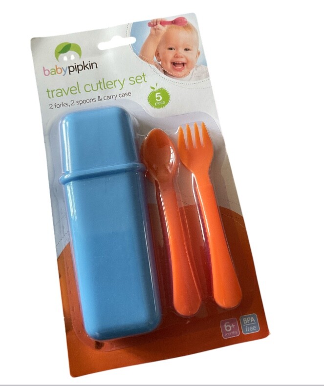 5 PC Baby Travel Cutlery Set Kids Child Spoons & Forks With  Case