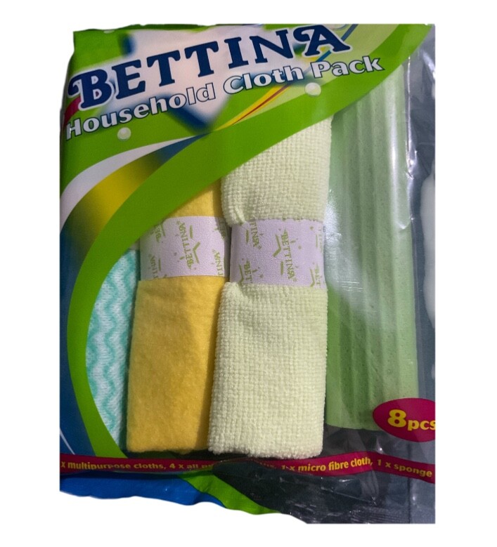 8 Pc Bettina Household Cloth Pack-Multpurpose,All Purpose,Microfibre,Sponge.