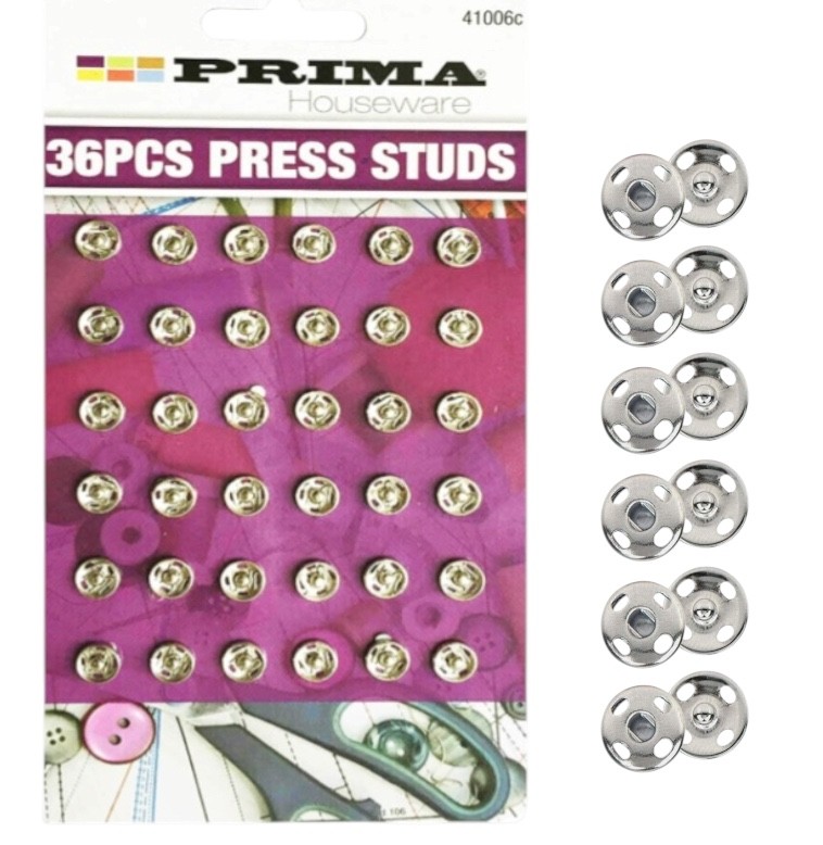 36Pcs x 10mm Silver Metal Press Studs Snap Fasteners Poppers Sewing Sew