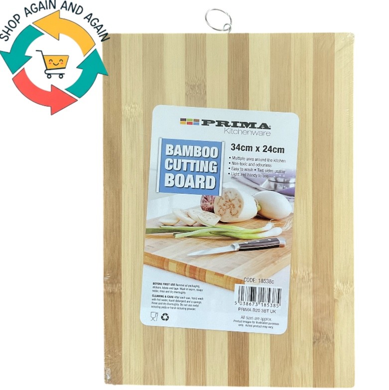 BAMBOO WOOD CHOPPING BOARD  Kitchen Dicing Slicing 34 x24 cm Prima