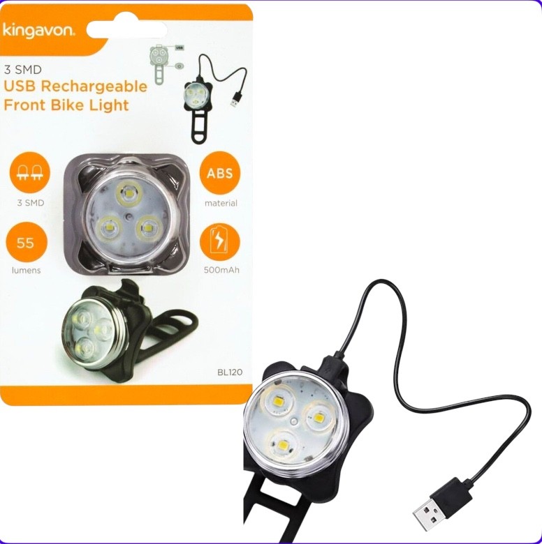 Kingavon 3 SMD USB Rechargeable Front Bike Light