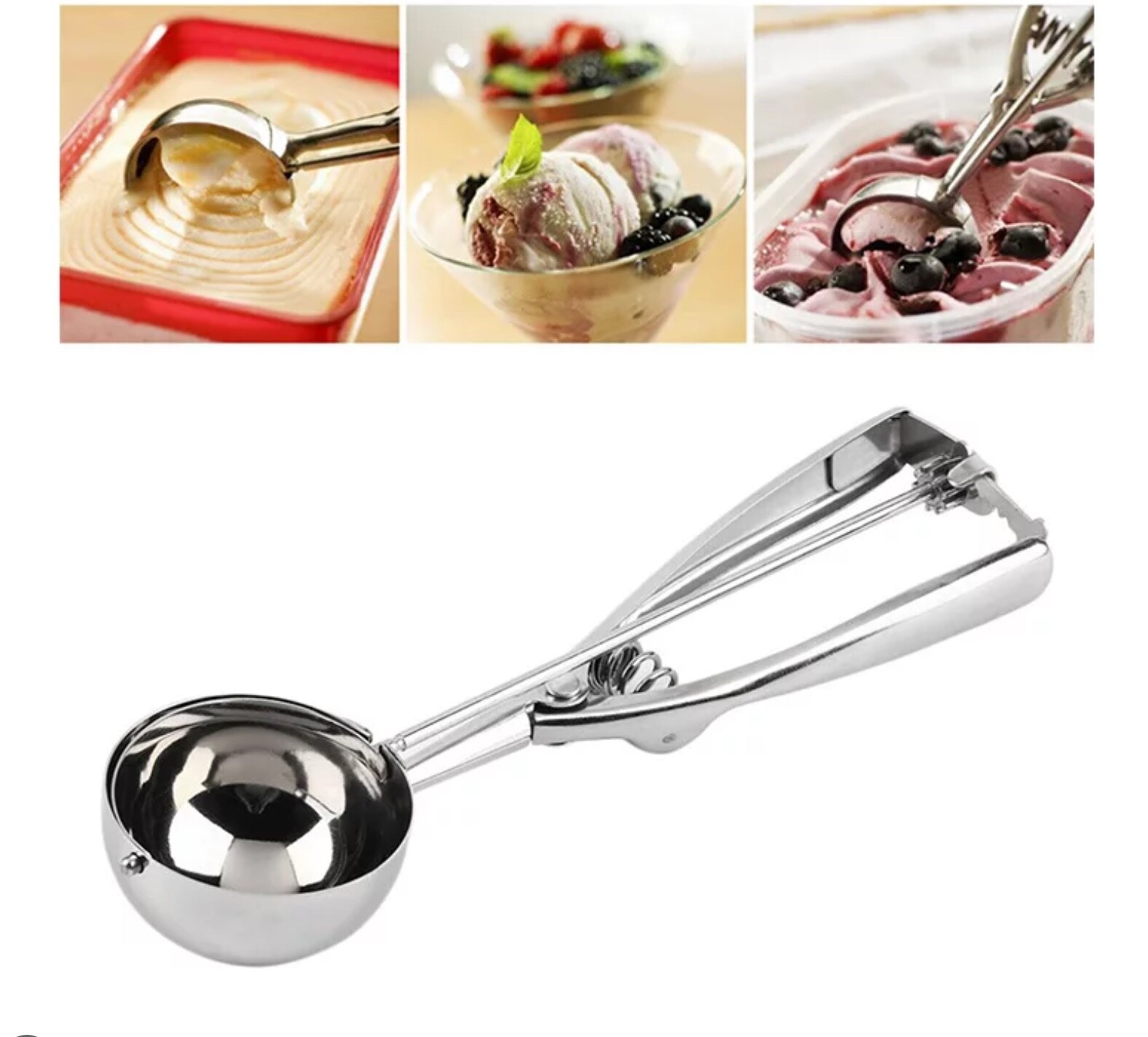 Ice Cream Scoop Heavy-Duty Stainless Steel Trigger 22.5cm Desserts Mashed Potato
