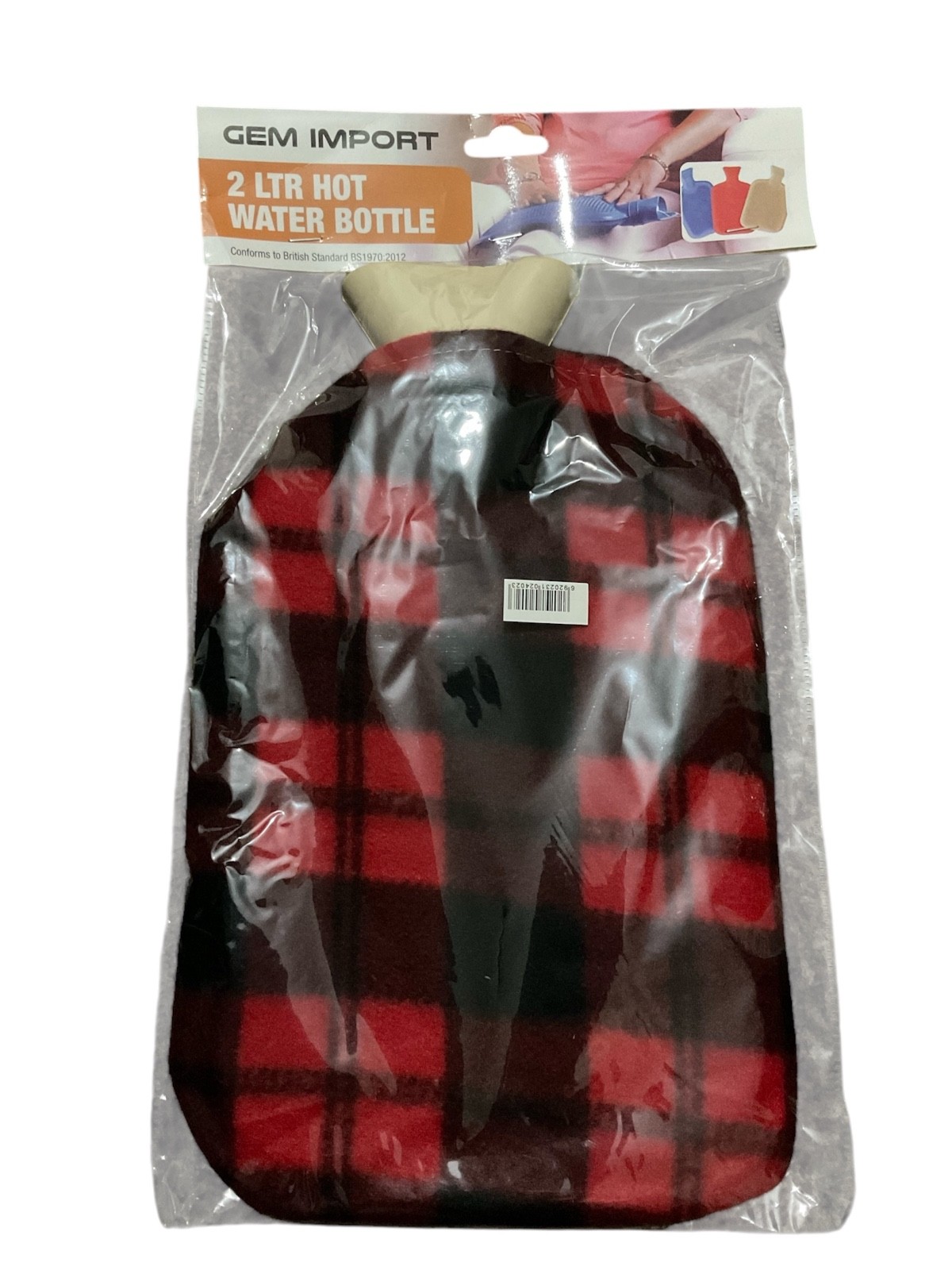 2L LARGE NATURAL RUBBER warm HOT WATER BOTTLE WITH FLEECE COVER Random colour