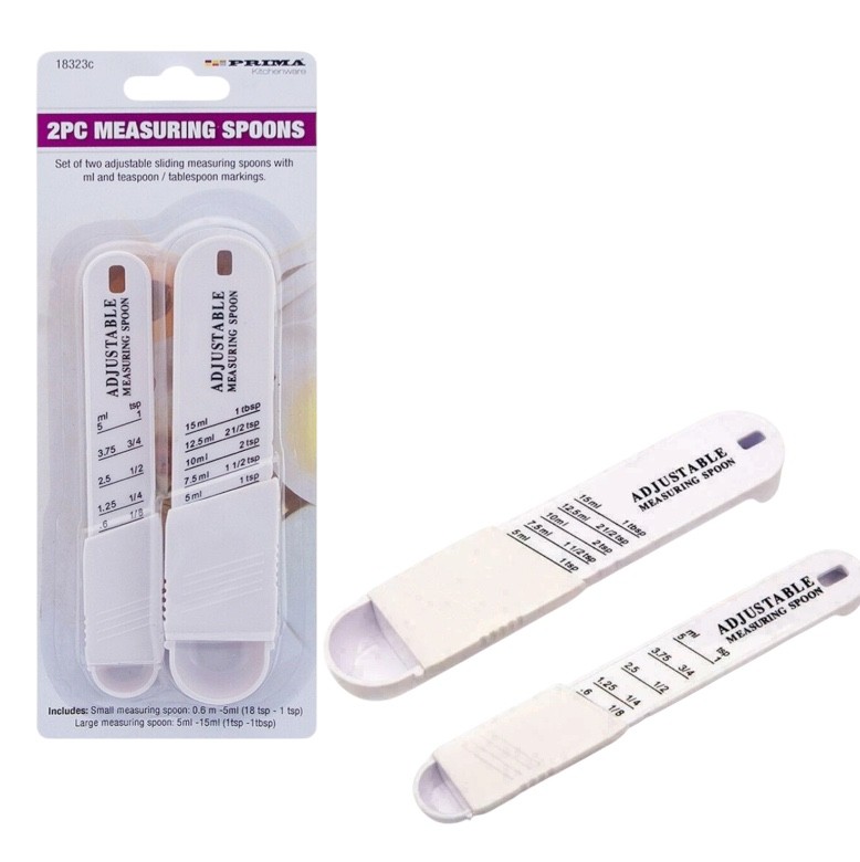 2Pc Adjustable Measuring Spoons Set Baking Sliding Scoop 1/8 Teaspoon Tablespoon
