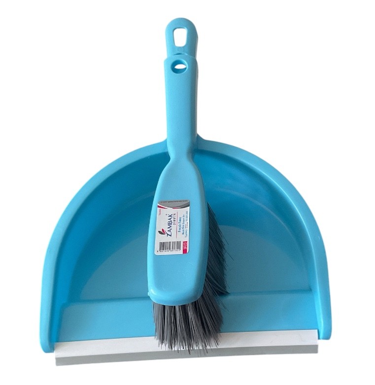 Large Dustpan & Soft Brush Set Plastic Hand Dust Pan Home Cleaning Blue
