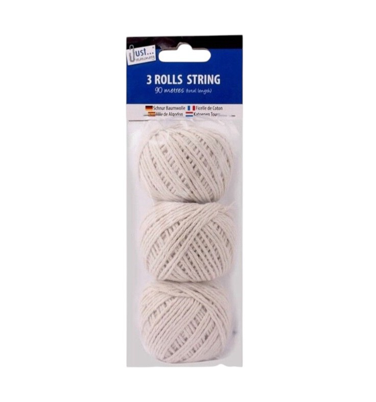 3Pcs Cotton String Balls Grey Strings Twine Rope Household Home Tallon 90m