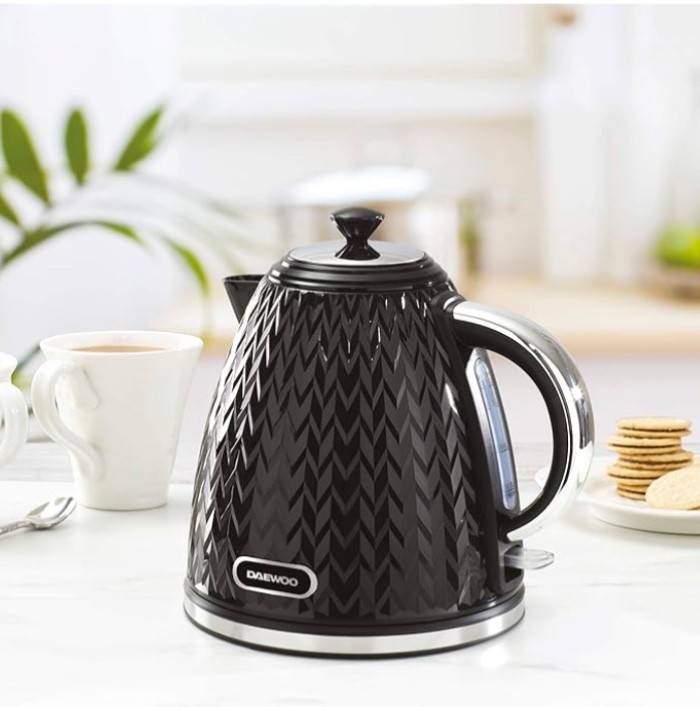 1.7L Electric Jug Kettle Daewoo Argyle Collection Removable Lid & Filter Black