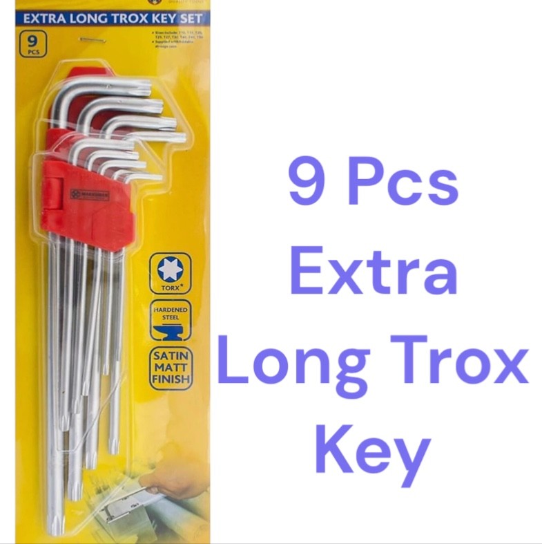 9PC EXTRA LONG TORX KEY SET HEAVY DUTY HARD STEEL SECURITY SPANNER TOOL T10 -T50