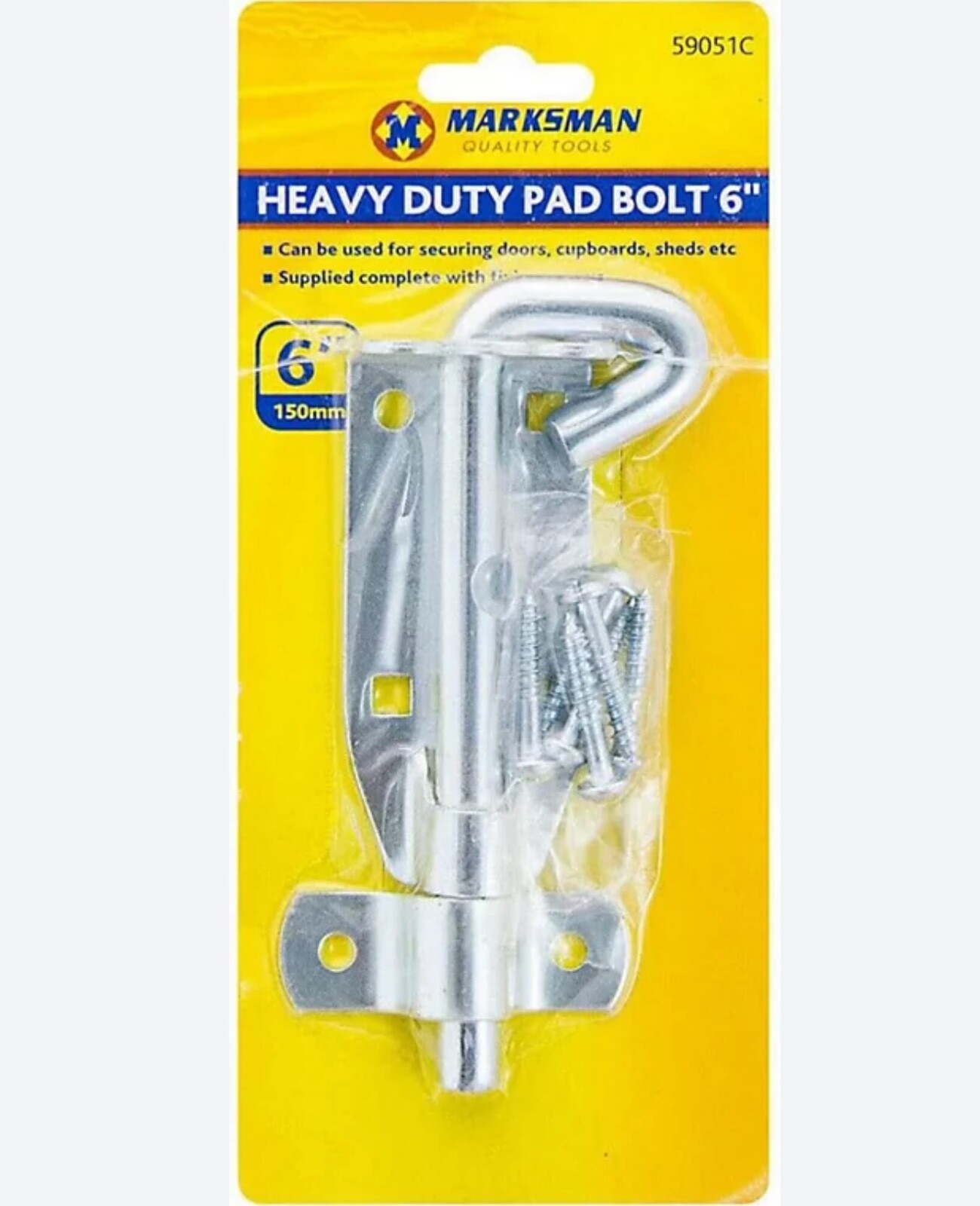 1x 6" HEAVY DUTY PAD BOLT LOCK GARDEN SHED HOME SAFE WITH SCREWS STEEL SECURITY