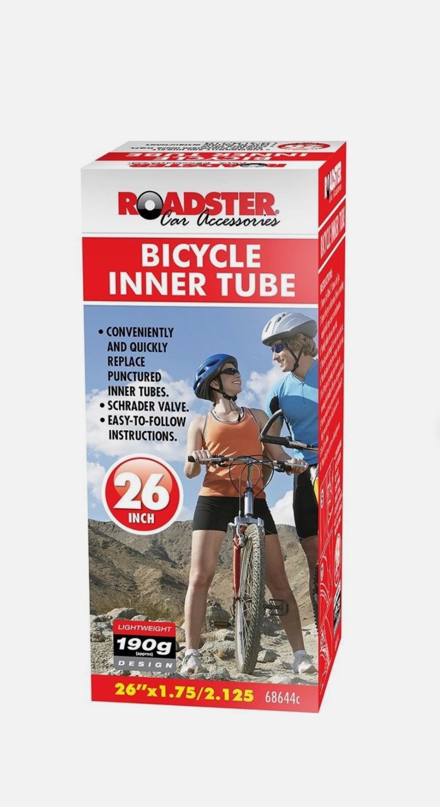 26" x 1.75/2.125  Bicycle Inner Tube-Schrader Valve Roadster Bike Cycle