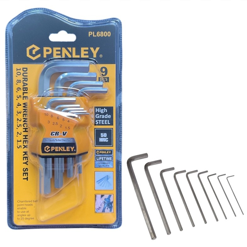 9pc Durable Wrench Hex Key Set Hight Grade Steel DIY Chamfered Ball Point Heads