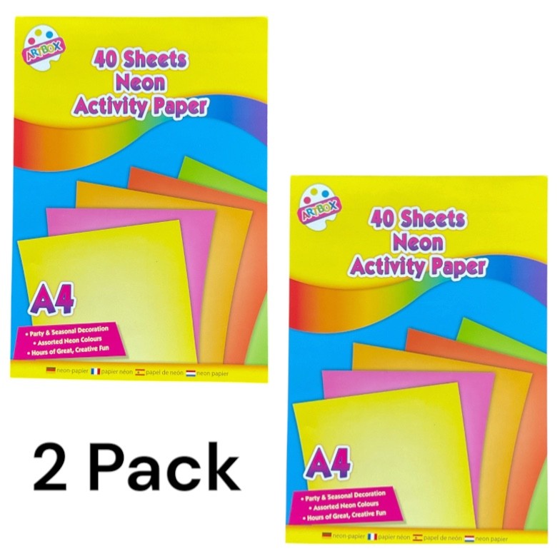 2 x 40pc Multi-COLOURED A4 PAPER Neon SHEETS PRINTER COPIER CRAFT OFFICE SCHOOL