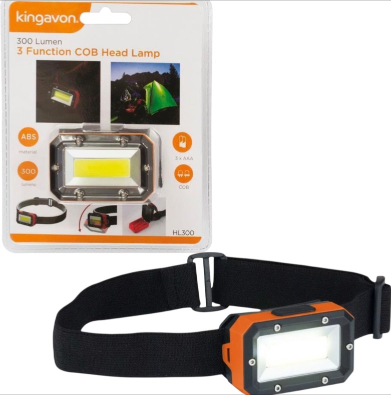 3 Function COB LED Head Lamp with 300 Lumens Kingavon