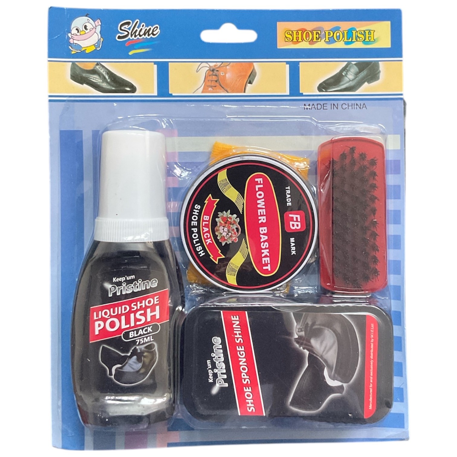 4PC BLACK LIQUID & SHOE POLISH SET BRUSH KIT POLISHING SHINE SNEAKERS SCRUB